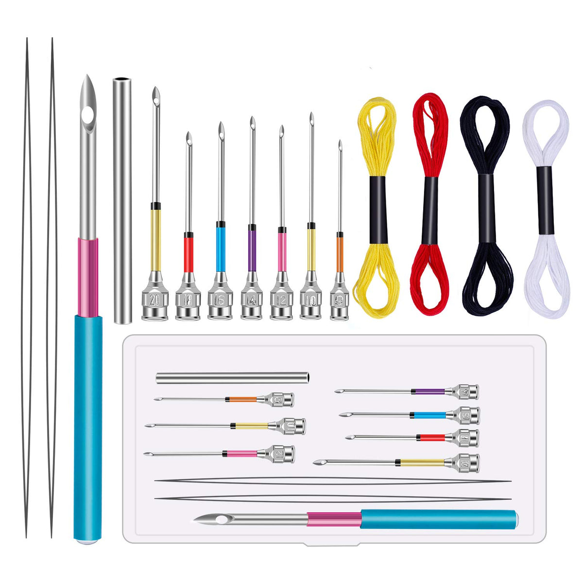 HASTHIP Tufting Punch Needle Kit for DIY Embroidery with 8 Needle Sizes and Stainless Steel Handle | 15 Pcs Set
