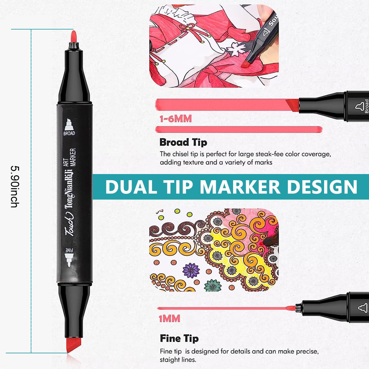 80 Colors Dual Tip Alcohol Markers For Coloring & Diy Crafts, With Brush & Chisel Tips, Safe & Premium Ink For Kids, Adults, Artists Markers For Drawing Gifts, Multicolor