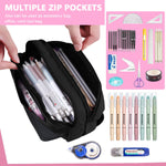 HASTHIP Cosmetic Bag Organizer for School and Travel with Double Zippers 15×15×20cm | Polyester Blackpink Prints Pouch for Fans