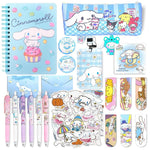 HASTHIP® Kawaii CinnamorollSchool Supplies Set, Kawaii Stationeries Supplies Set with Notebook, Pencil Pouch, Click Pens, Assorted Cinnamoroll Cartooon Stickers, Girls School Gift Set