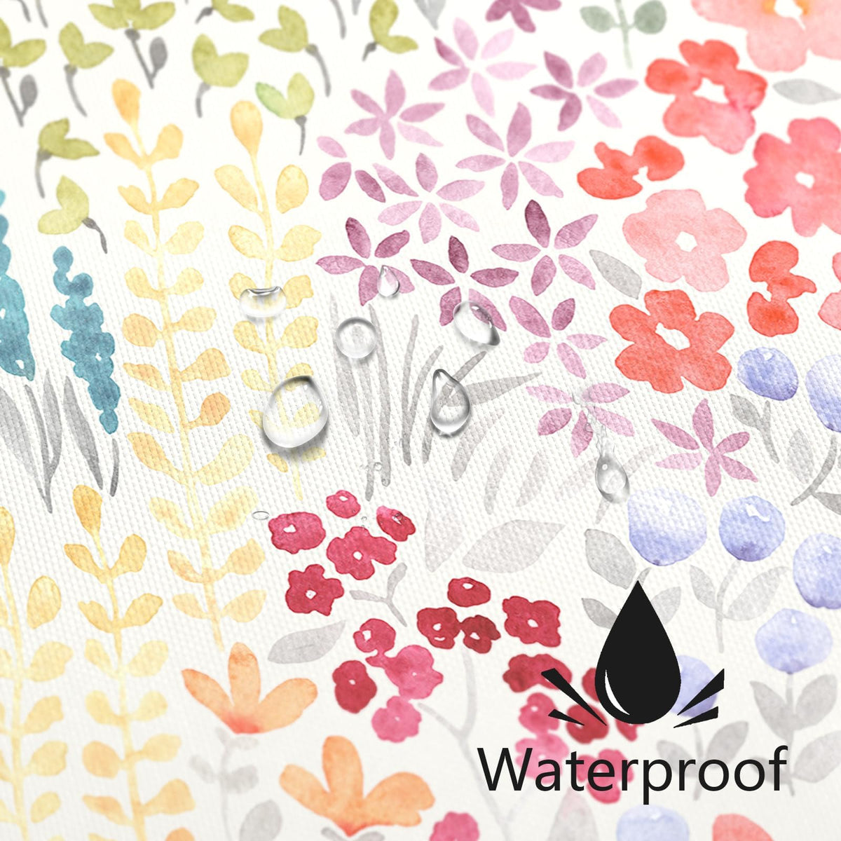 HASTHIP Shower Curtain for Bathroom 72x72 with 12 Hooks and Metal Eyelets | Colorful Floral Polyester Decor
