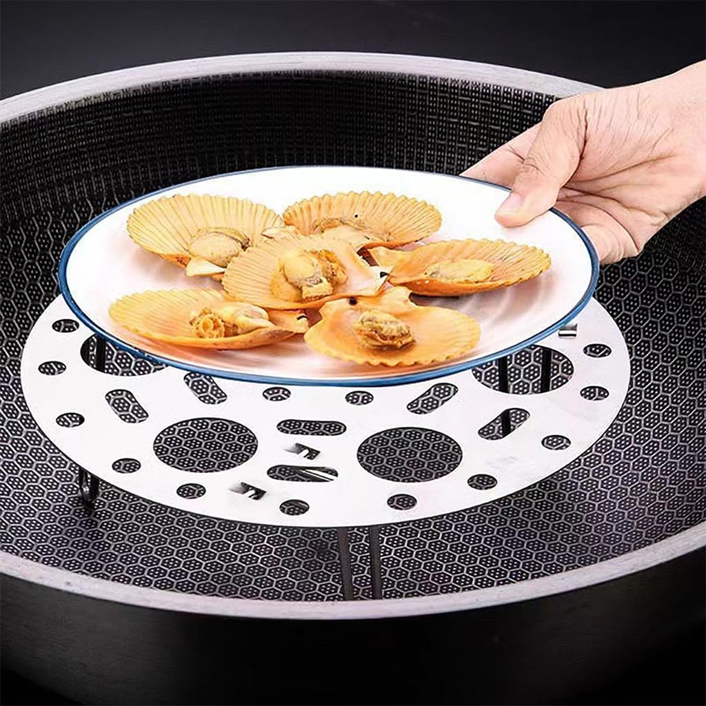 HASTHIP® Folding Steamer Rack, Stainless Steel Steamer Tray Kitchen Household Thickening Egg Steamer Egg Rack Folding Steamer Grid Waterproof
