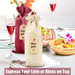 HASTHIP Wine Gift Bags for Birthday and Wedding with Drawstring & Tags | 12 Pcs 5.9 x 13.78 in Burlap