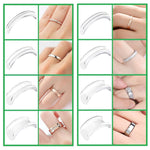 HASTHIP® Ajustador Invisible de Tamaño de Anillo para Anillos Sueltos,Reductor Tamaño Unisex Silicona Transparente,8 Tamaños para Anillos 1-10 mm Ancho Ajuste Cómodo y Seguro