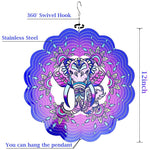 HASTHIP Garden Elephant Wind Spinners 25 cm for Outdoor and Indoor Decor | Reflective Anti Bird Hanging Ornament
