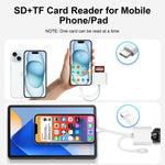 for iPhone SD Card Reader Multi Devices SD Card Reader Supports TF/SD Cards OTG Card Reader Travel Portable Memory Card Reader for Phone, Tablet