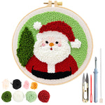 HASTHIP Embroidery Kit for Beginners for Christmas Crafting with 7.8 in Hoop | Fun DIY Santa Claus Punch Needle Set for Kids and Adults