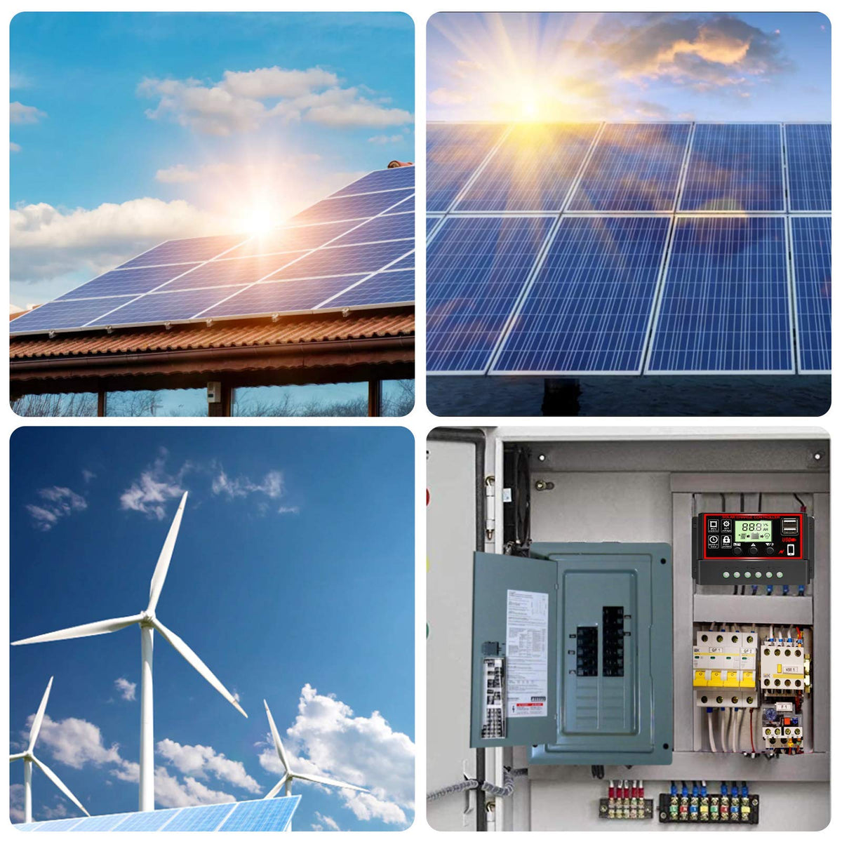 HASTHIP Solar Charge Controller for 12V 24V Panels with LCD Display & Dual USB 20A | Intelligent Battery Regulator