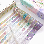 10 Rolls Unicorn Washi Tape Glitter Unicorn Pattern Washi Tape Decorative Adhesive Tape for DIY ,Beautify Bullet Journals,Planners