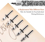 HASTHIP Calligraphy Feather Dip Quill Pen Set with 5 Nibs and 15ml Ink | Red Writing Gift Box