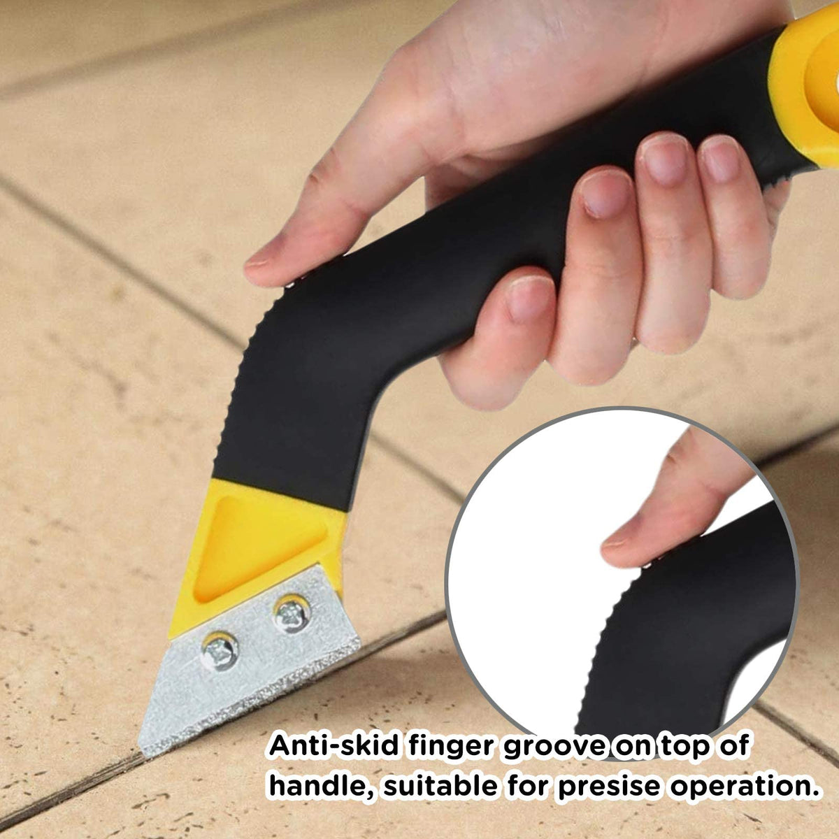 Grout Scraping Rake Tool, Tile Grout Remover, Tile Grout Hand Saw Angled Grout Clean Remover with 5 Pcs Blades Replacement for Quick Grout Removal Tile Cleaning