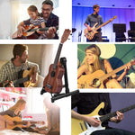 HASTHIP Adjustable Guitar Stand for Acoustic Electric Bass with Aluminum Tripod and Silicone Padding | Foldable 3PCS Set