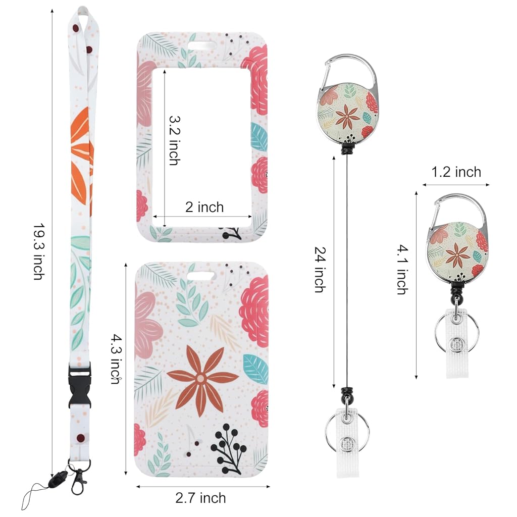 HASTHIP® Retractable ID Badge Holder with Breakaway Lanyard,Heavy Duty Badge Reel & Hard Plastic Name Holders with Carabiner Clip for Women,Nurse Teacher Office Workers & Gym