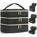 HASTHIP® Neceser de Maquillaje de Viaje Profesional para Mujeres,Organizador Cosmético Grande 3 Capas con Divisores Ajustables,Impermeable y Portátil para Brochas Artículos Tocador