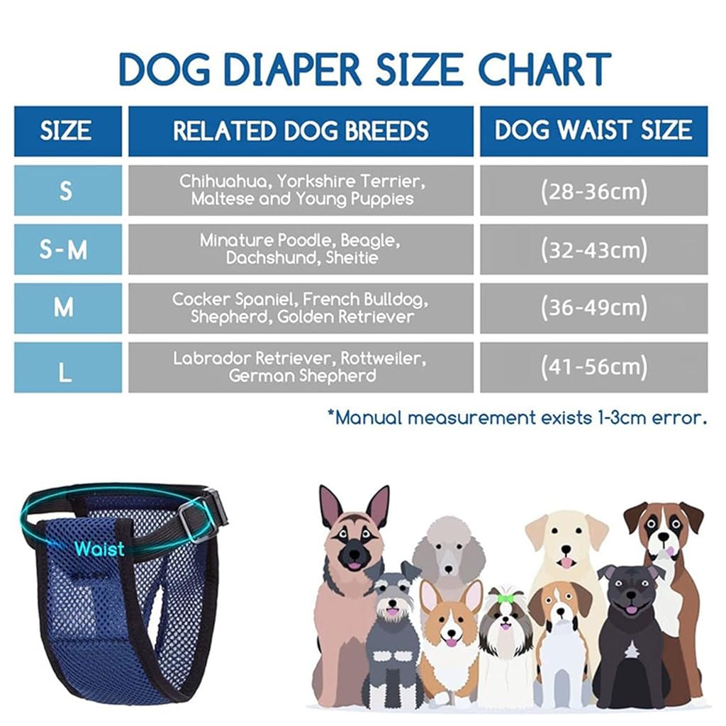 HASTHIP® Pañales Reutilizables para Perros Hembra Lavables y Transpirables con 3 Almohadillas de Algodón Absorbentes,Ajuste Elástico y Hebilla Rápida,Protector de Incontinencia Época