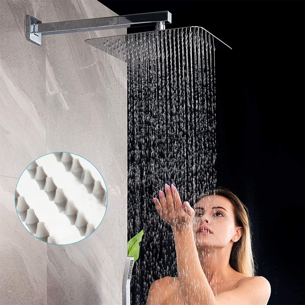 HASTHIP Shower Head for Bathroom with 6 Inch Square Panel and Anti Clog Nozzles | Stainless Steel Rainfall Design