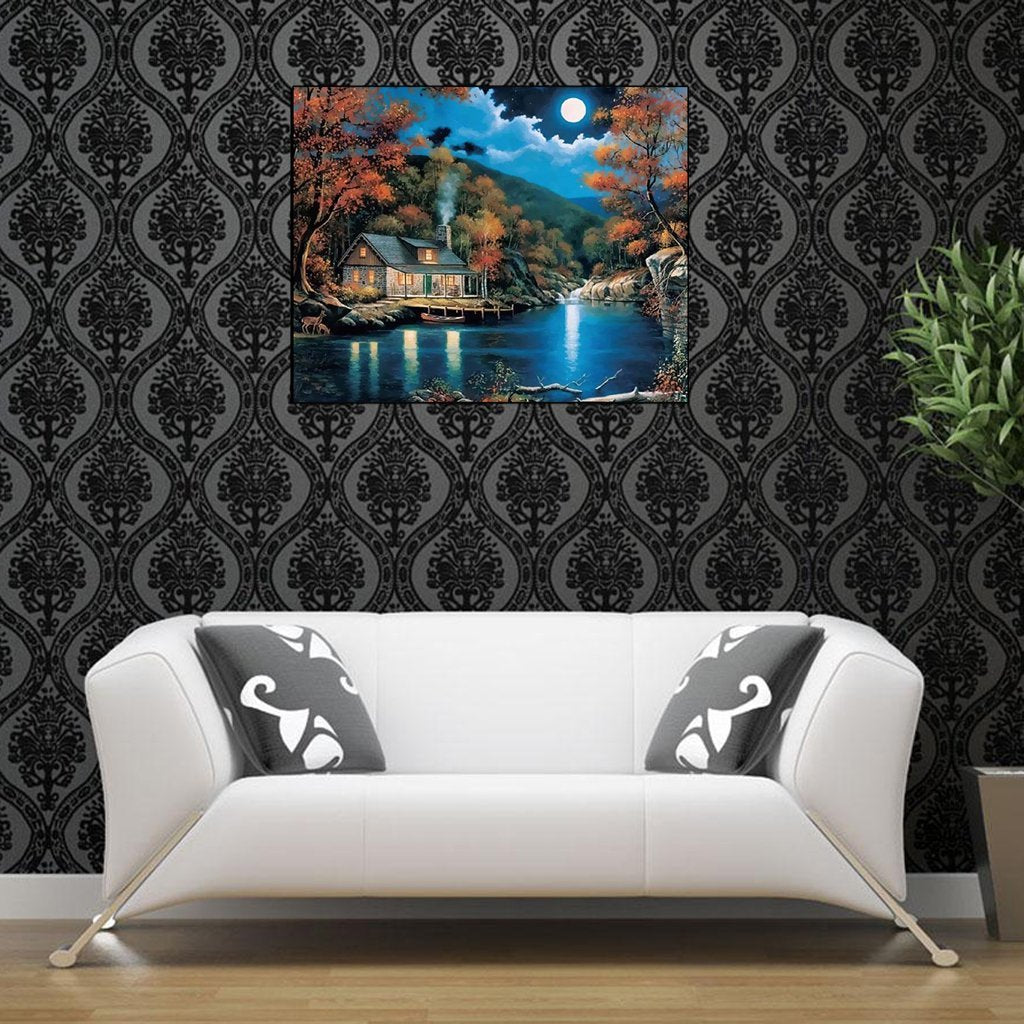 HASTHIP Plastic Nature Wall Painting 50 cm for DIY Home Art with Pre Printed Canvas | Acrylic Paint Set