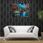 HASTHIP Plastic Nature Wall Painting 50 cm for DIY Home Art with Pre Printed Canvas | Acrylic Paint Set