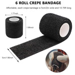 HASTHIP® 6 Roll Self Adhesive Elastic Strethy Crepe Bandage for Tattoo Grip Cover, Small Wound Cohesive Tape Wrap