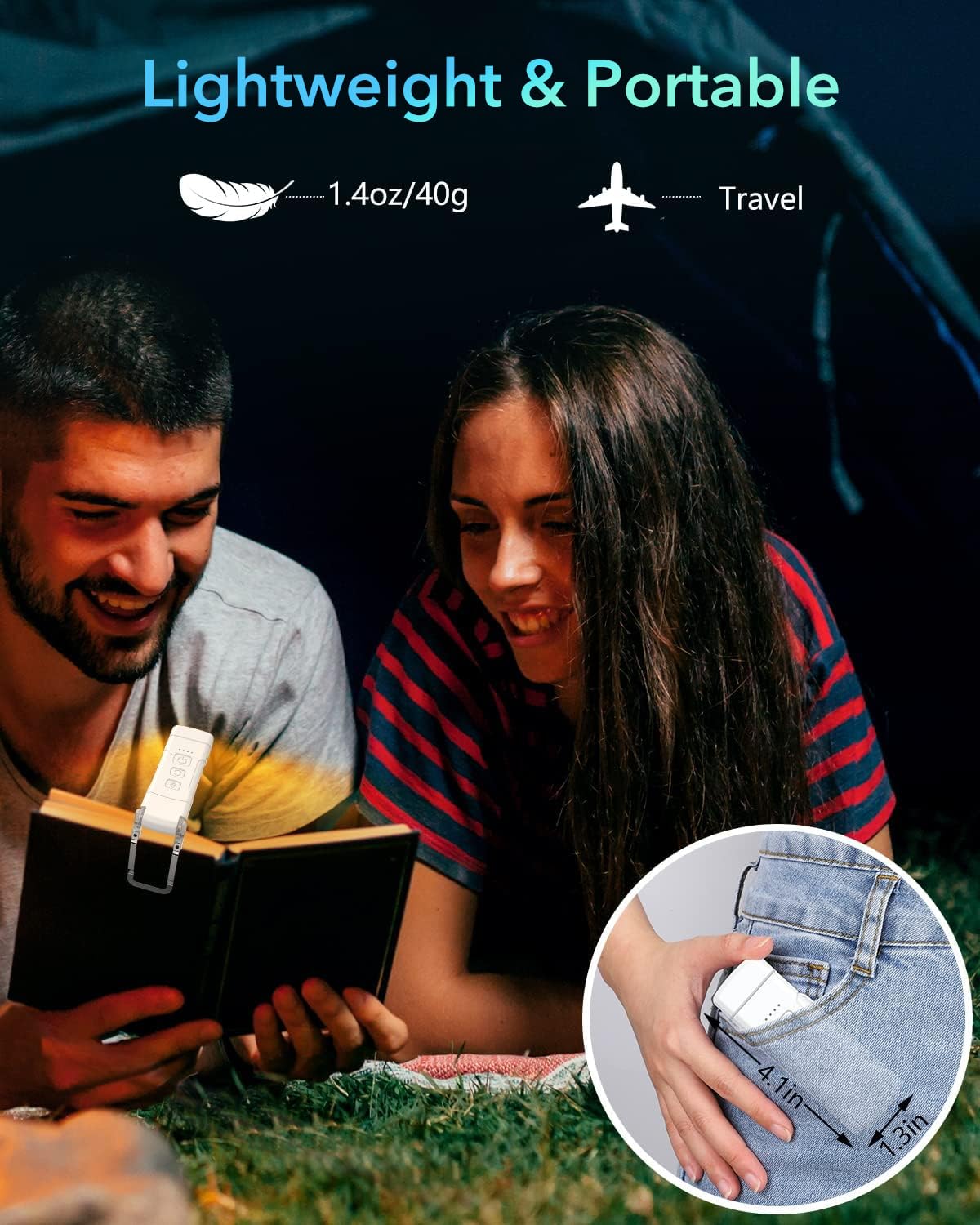 HASTHIP® Book Reading Light with Timer, Clip-On Led Bookmark Lamp with 3 Colors & 5 Brightness Dimmable, Mini Night Reading Lamp for Nighttime R