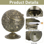 HASTHIP Ashtray for Cigarette with 9.8x11.5cm Detachable Lid featuring Zinc Alloy Design | Ideal for Car and Home Use