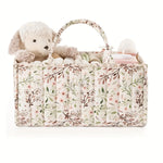 HASTHIP® Organizador de pañales floral,elegante cesta de almacenamiento para guardería,organizador portátil con asas y divisores extraíbles regalo para baby shower esenciales recién nacido