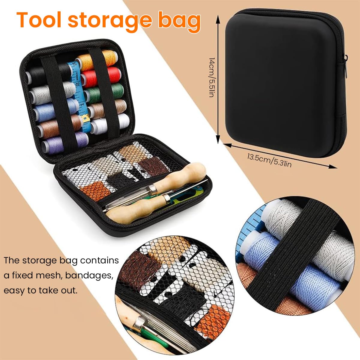 HASTHIP Leather Sewing Kit for Upholstery Repair with 59 Pcs Needles and Waxed Thread