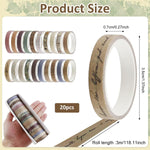 HASTHIP Washi Tape Set for Scrapbooking and Journals featuring Retro Antique Patterns 20 Rolls 0.7cm x 3m
