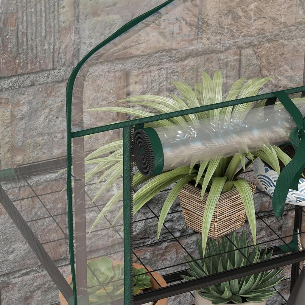 HASTHIP Mini Greenhouse for Indoor and Outdoor Gardening with Triple-Layer Shelf 59x39x126cm