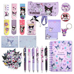 HASTHIP® 23Pcs Kawaii Kuromi School Supplies Set, Kawaii Stationeries Set with Notebook Pencil Pouch, Click Pens, Card Holder, Book Markers, 50Pcs Kuromi Stickers, Note Stickers, Girls School Gift Set