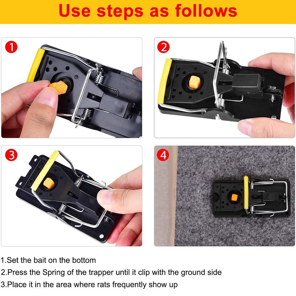 4Pcs Rat Traps House Garden Patio, Reusable Mouse Traps for Mice, Rats, Chipmunks, Squirrels, Hamsters and Other Rodents, Quickly Slam Rat Killer for Indoor and Outdoor (Large)