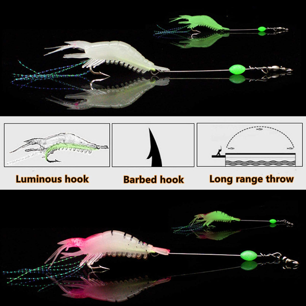 Proberos® 7 PCS Simulated Fishing Lures Soft Bait Swimbaits Slow Sinking Swimming Lures Freshwater and Saltwater,Stable and Tempting (Set 2)