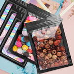 HASTHIP Smell Proof Mylar Bags for Food and Jewelry with Tight Zip Seal 100 Pcs 7.5x12cm | Black and Holographic Design