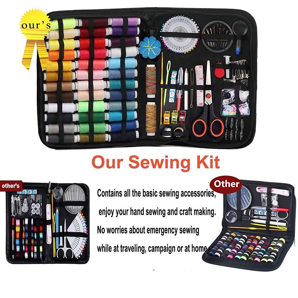 183PCS Handy Sewing Kit Bundle with with 38 XL Thread, All-in-One Portable Sewing Kit with Scissors Thread Needles Tape Measure Carrying Case and Accessories