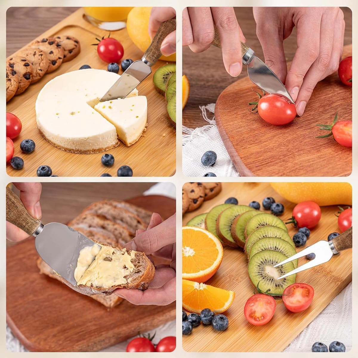 HASTHIP Cheese Knife and Charcuterie Utensils Set with 20Pcs Stainless Steel & Wooden Handles for Entertaining