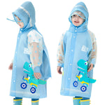 HASTHIP® Poncho de Lluvia con Capucha para Niños,Chubasquero Impermeable EVA Reutilizable con Cobertura para Mochila Escolar,Diseño de Dinosaurio Ligero Portátil Adecuado Altura 10
