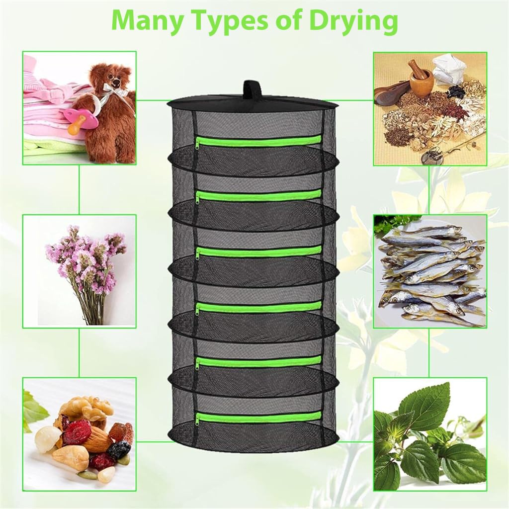 HASTHIP Herb Drying Rack for Herbs and Plants with 6 Layer 60cm Mesh Net | Black Foldable Design