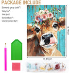 Diamond Painting Kit with Round Diamonds, 5D Diamond Painting Kit for Adults & Kids, 30 X 40cm Full Drill Cow Gem Art Painting Kit for Home Wall Decor Gifts (12x16inch)