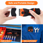 HASTHIP Glue Remover Machine 2 Pack for Stickers and Labels with 2-in-1 Scraper Tool featuring Ergonomic Handle and 20 Blades | Safe Storage Covers