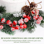 HASTHIP Artificial Christmas Floral Picks for Wreaths with Hemp Rope Hanging 8pcs 7.87in | Red Berries Pinecones and Holly Leaves Decor