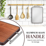 HASTHIP Cutting Board for Kitchen with Double Sided Steel and Ebony Wood 42.5x30.5x2cm