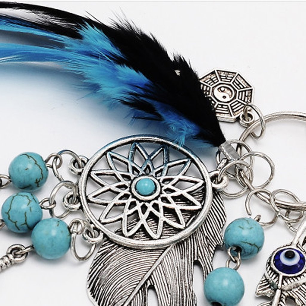 HASTHIP Dream Catcher Keychain for Handbags and Keys with Tassel Feather | 17 cm Alloy Steel Design