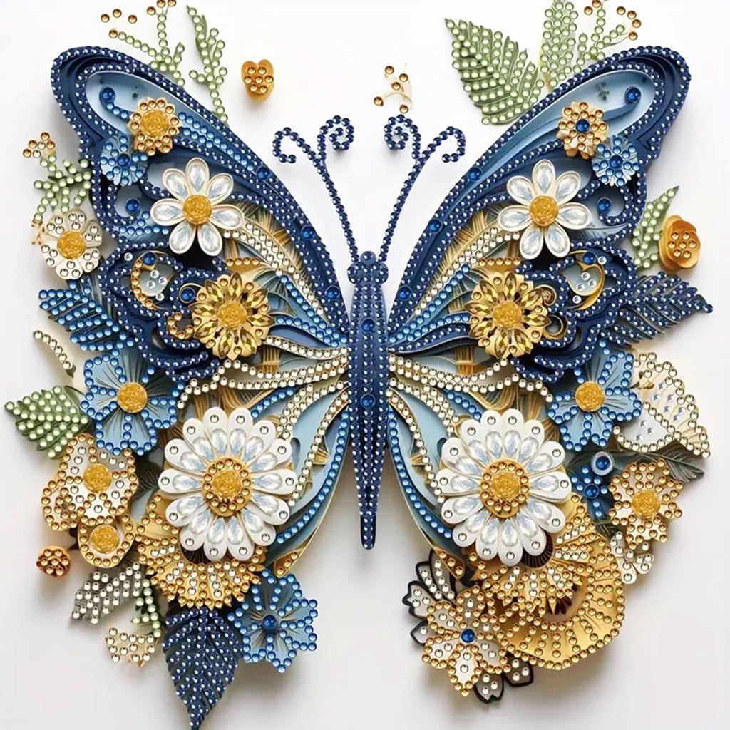 HASTHIP 5D Diamond Painting Kit for DIY Home Decor featuring Butterfly Art 12x12 Inches
