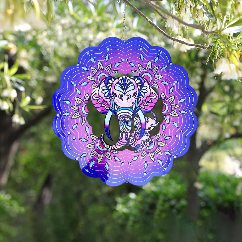 HASTHIP Garden Elephant Wind Spinners 25 cm for Outdoor and Indoor Decor | Reflective Anti Bird Hanging Ornament