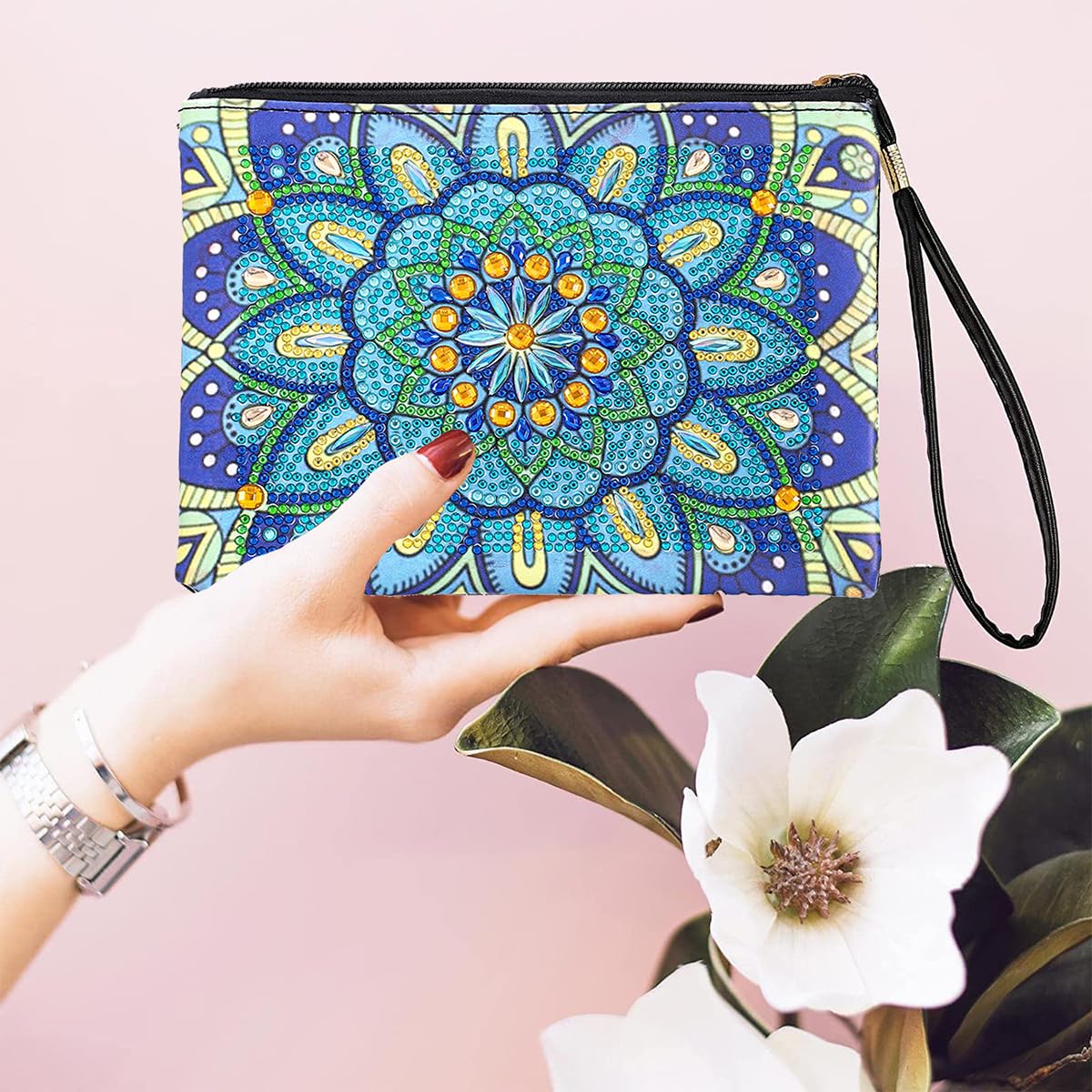 HASTHIP DIY Makeup Bag for Diamond Painting with Color Gem Packs and Tools 8.26x6.29 in