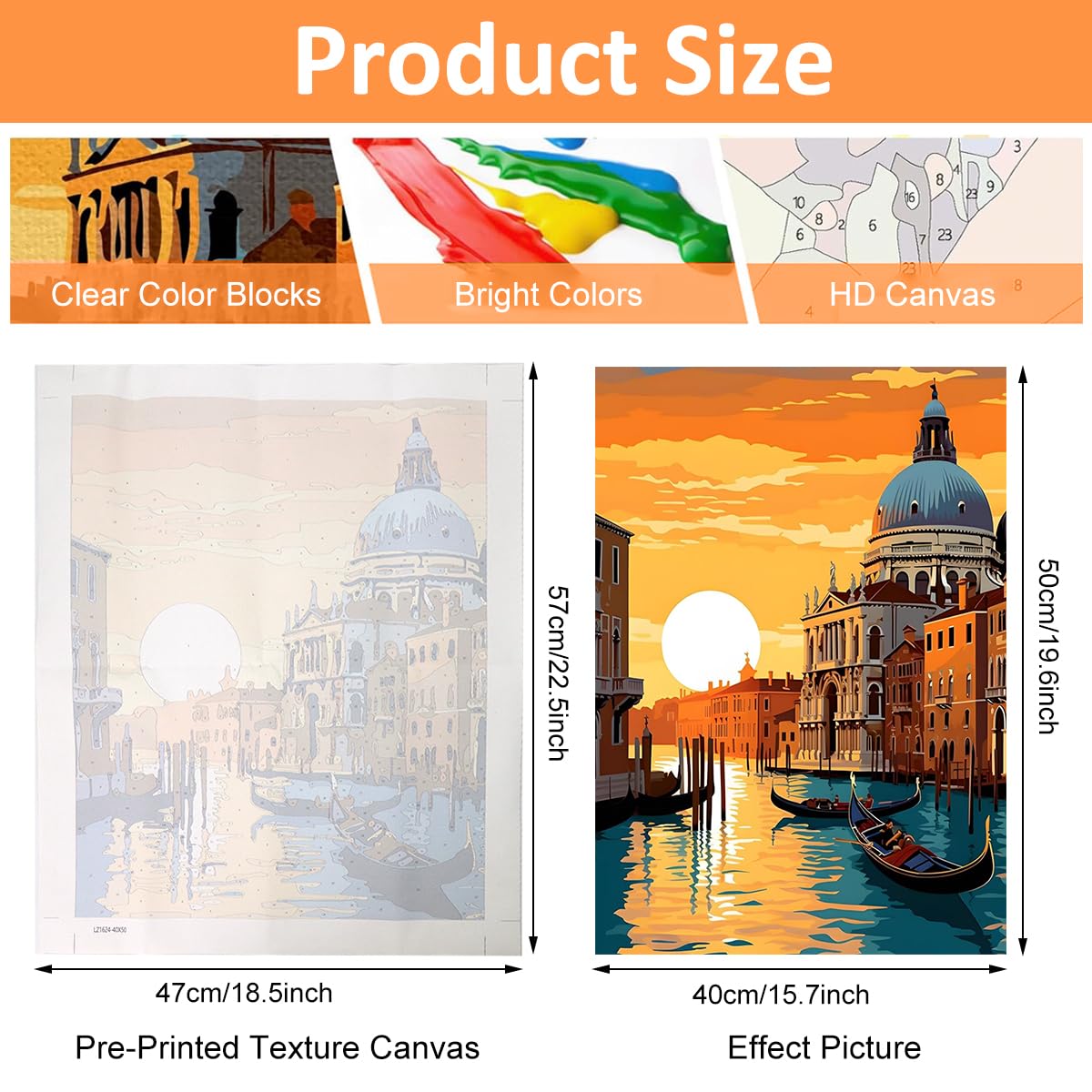 HASTHIP Paint by Numbers Kit for Adults with Acrylic Paints and Brushes 16x20 in 2 PCS | Sunset Riverside Landscape Canvas Art