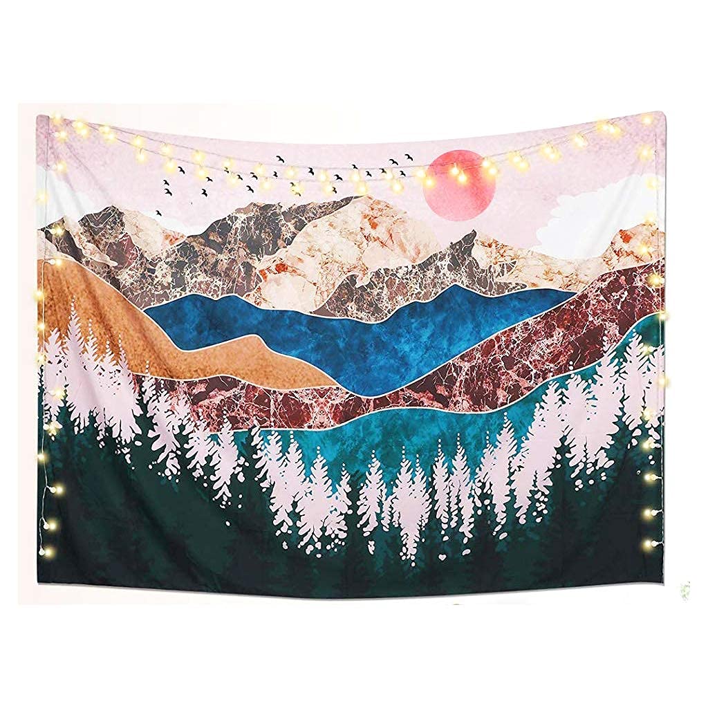 HASTHIP Nature Landscape Tapestry for Wall Hanging 130x150cm with Sunset Forest Design