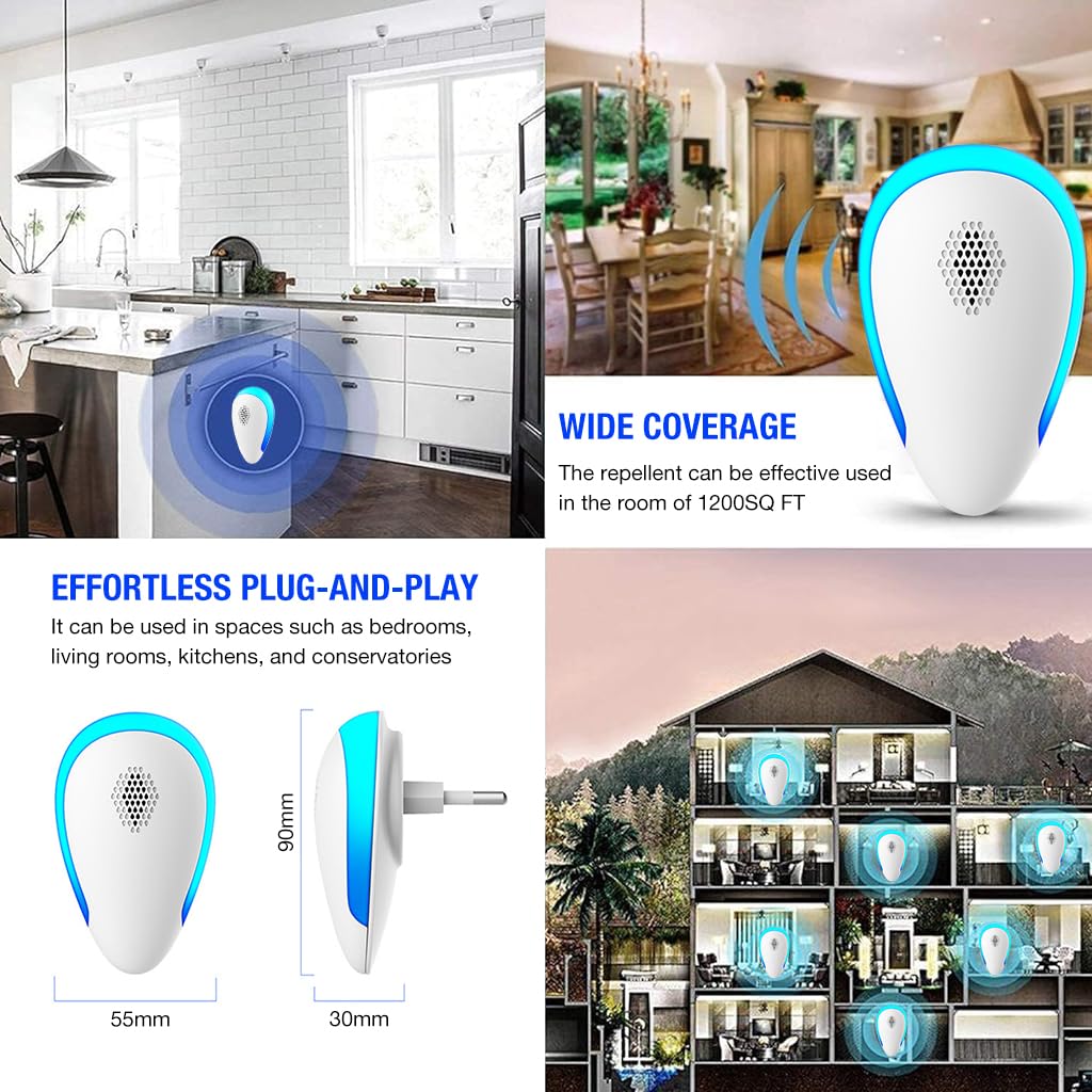 HASTHIP Mosquito Repellent for Home and Bedroom with Ultrasonic Sound Waves covering 1200 sq ft | Baby and Pet Safe Pest Control