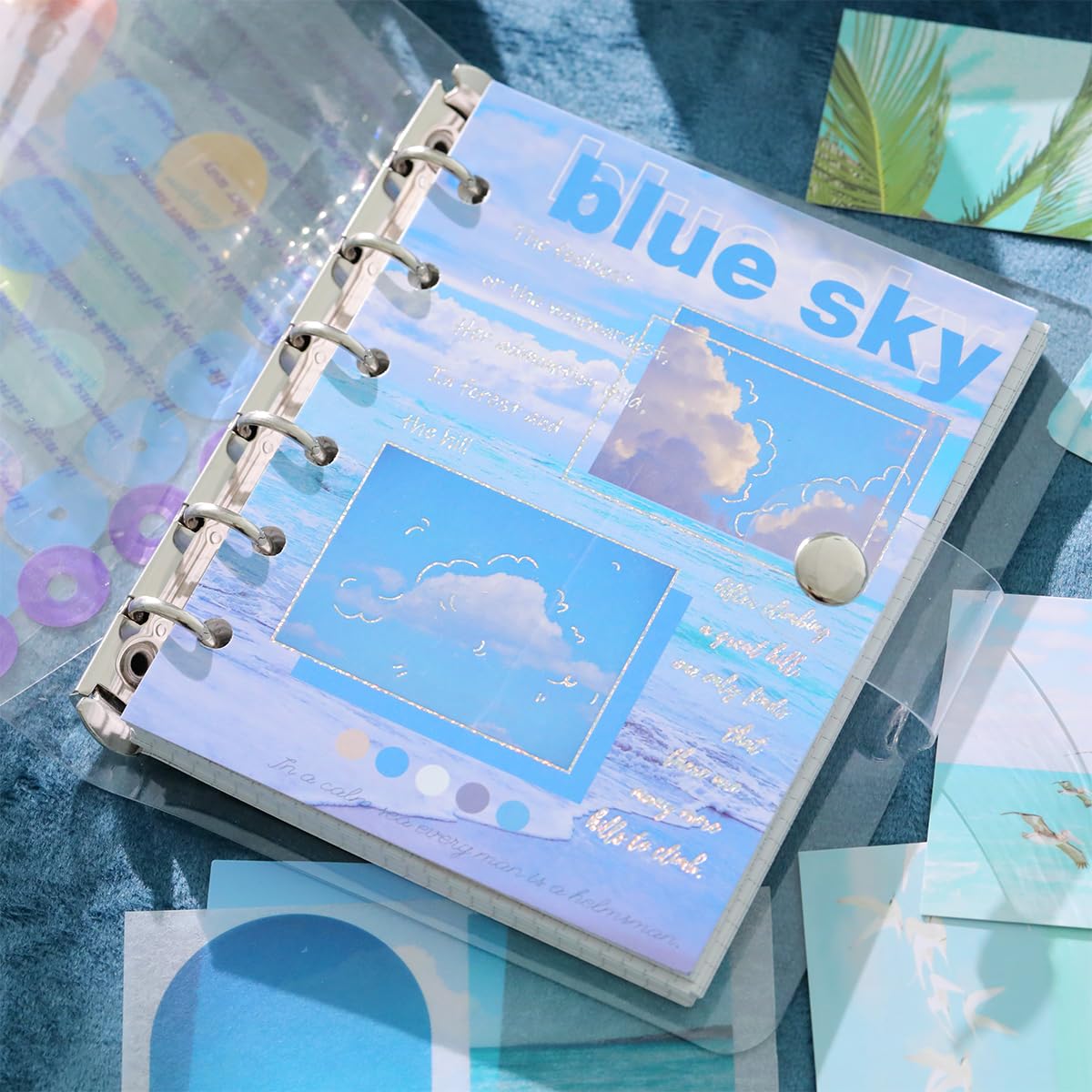 150Pcs Journal Kit, Journaling Kit Journal Stickers Journal Supplies, Scrapbook Stickers Pack for Art Journaling Bullet Junk Journal Planners, DIY Decoration Paper Craft Kits (Blue Sky)