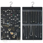 HASTHIP Hanging Jewellery Organizer for Closet and Wall with Dual Sides | Holds 300 Pairs and 30 Necklaces Black